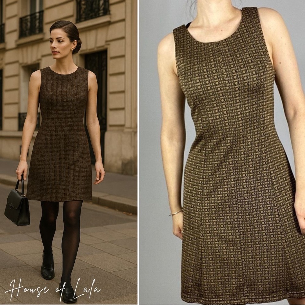 Vertigo Paris Fit and Flair Designer Dress Stretch Knit Fitted Skater Skirt